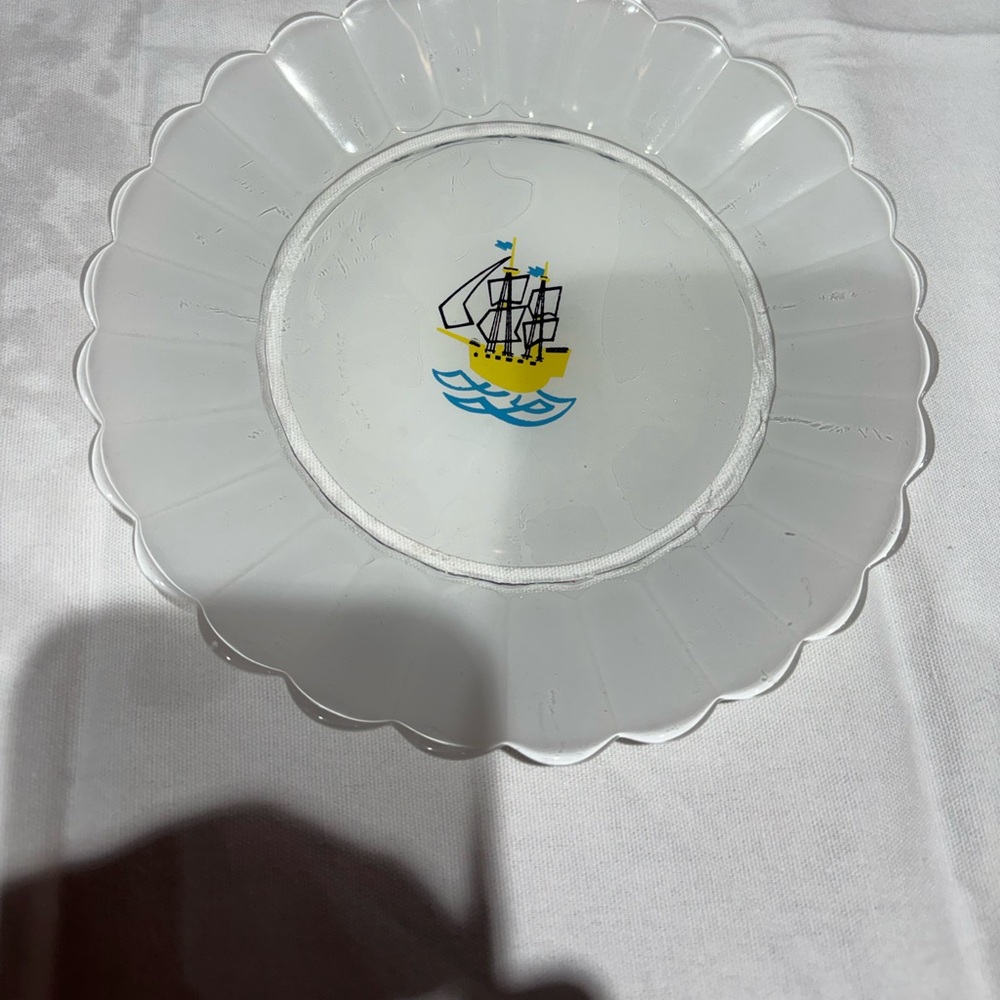 Set of 5 vintage Duralex France Dessert plates with platter
